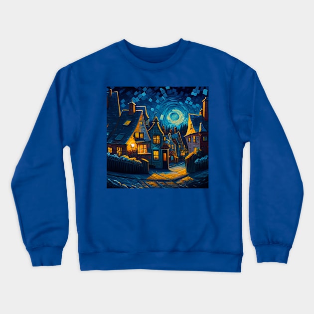 Starry Night Over Hogsmeade Village Crewneck Sweatshirt by Grassroots Green